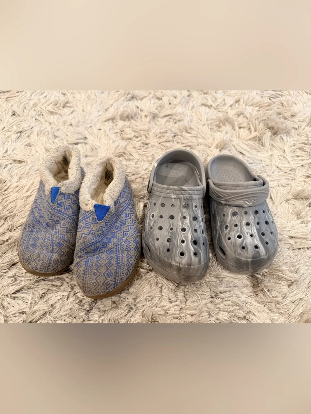 Toms Kids Blue Patterned Fleece-Lined Slippers & Croc Dupes Slip-On Clogs